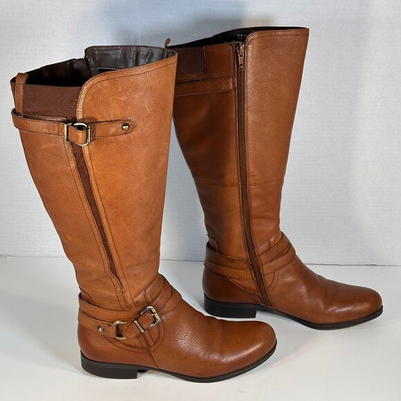 Ladies Brown Leather size 8 tall Boots - Picture 1 of 16
